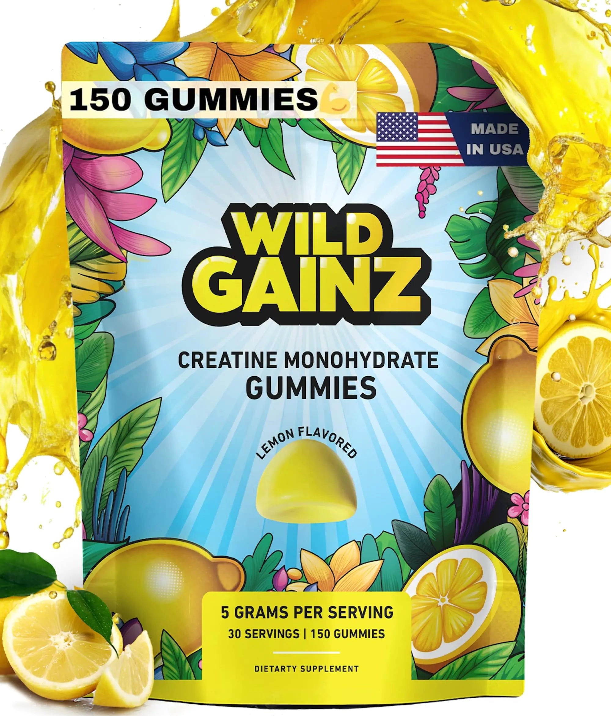 Creatine Monohydrate Gummies 5g - Made in USA Potency Tested Vegan Supports Muscle Growth Strength Cognitive Function Gluten-Free Non-GMO Creatine Gummy Creatine Chews - 150 Gummies ProteinKing