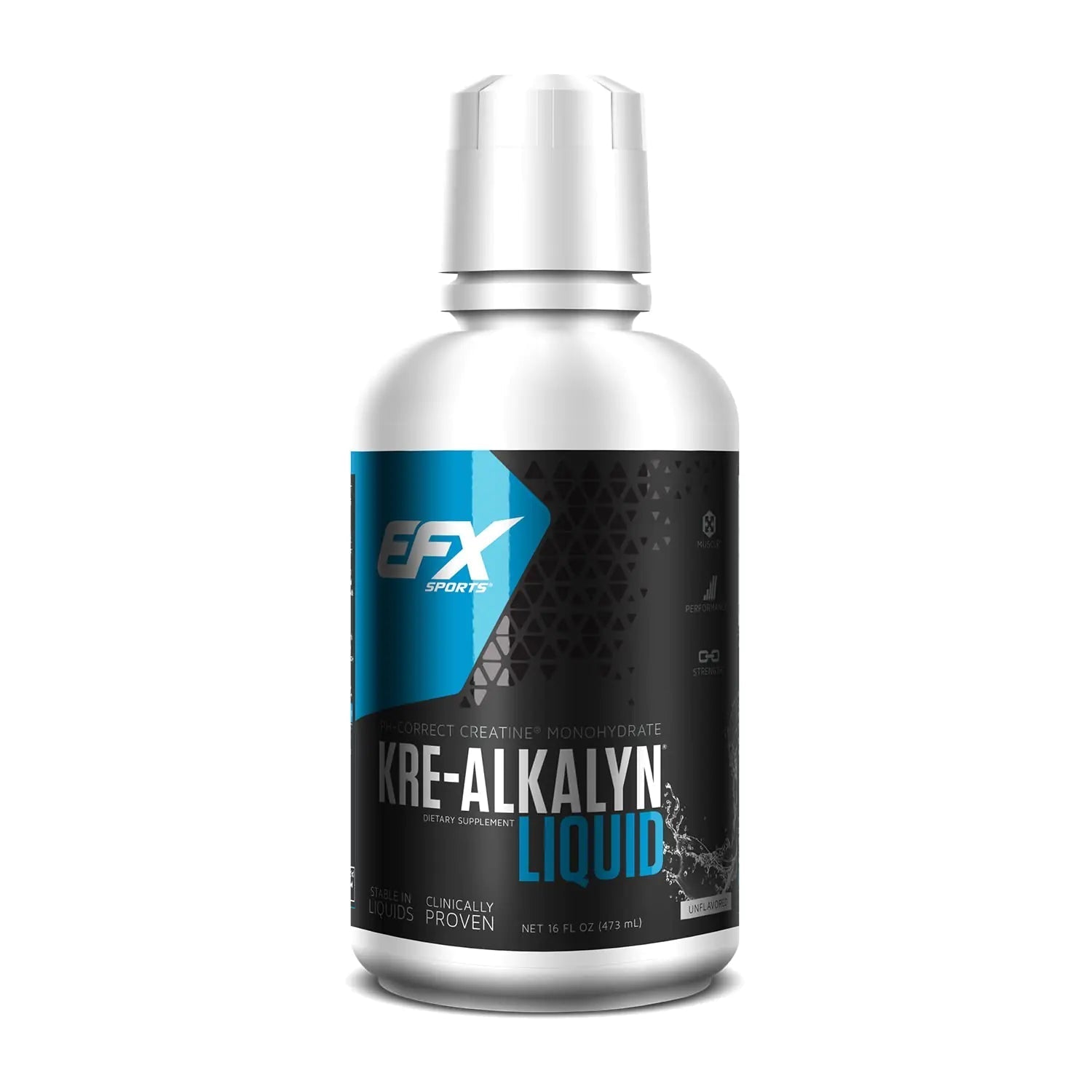 EFX Sports Kre - Alkalyn Creatine Liquid Concentrate PH - Correct Creatine Monohydrate Multi - Patented Formula Gain Strength Build Muscle & Enhance Performance (63 Servings Unflavored) - ProteinKing