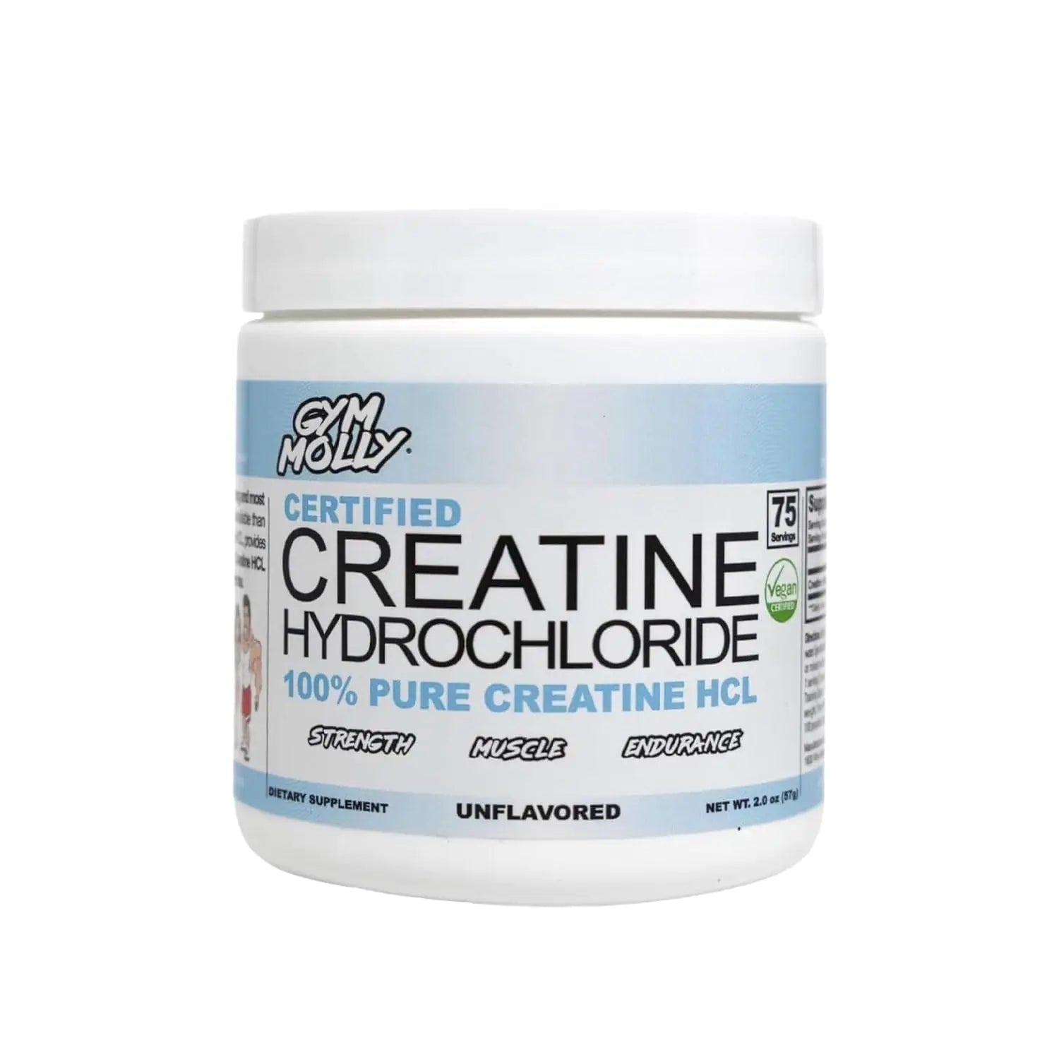 Gym Molly Creatine Hydrochloride Powder Highly Soluble Creatine Hydrochloride Unflavoured Vegan Workout Supplement for Men and Women Muscle Builder Creatine Supplement (75 Servings 750mg) - ProteinKing