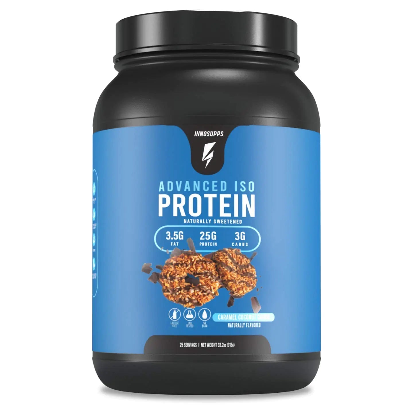 InnoSupps Advanced Iso Protein | 100% Whey Isolate Protein Powder | No Artificial Sweeteners| Low Fat Low Carbs | 25g of Protein | Hormone Free Gluten Free Soy Free Caramel Coconut Cookie - ProteinKing
