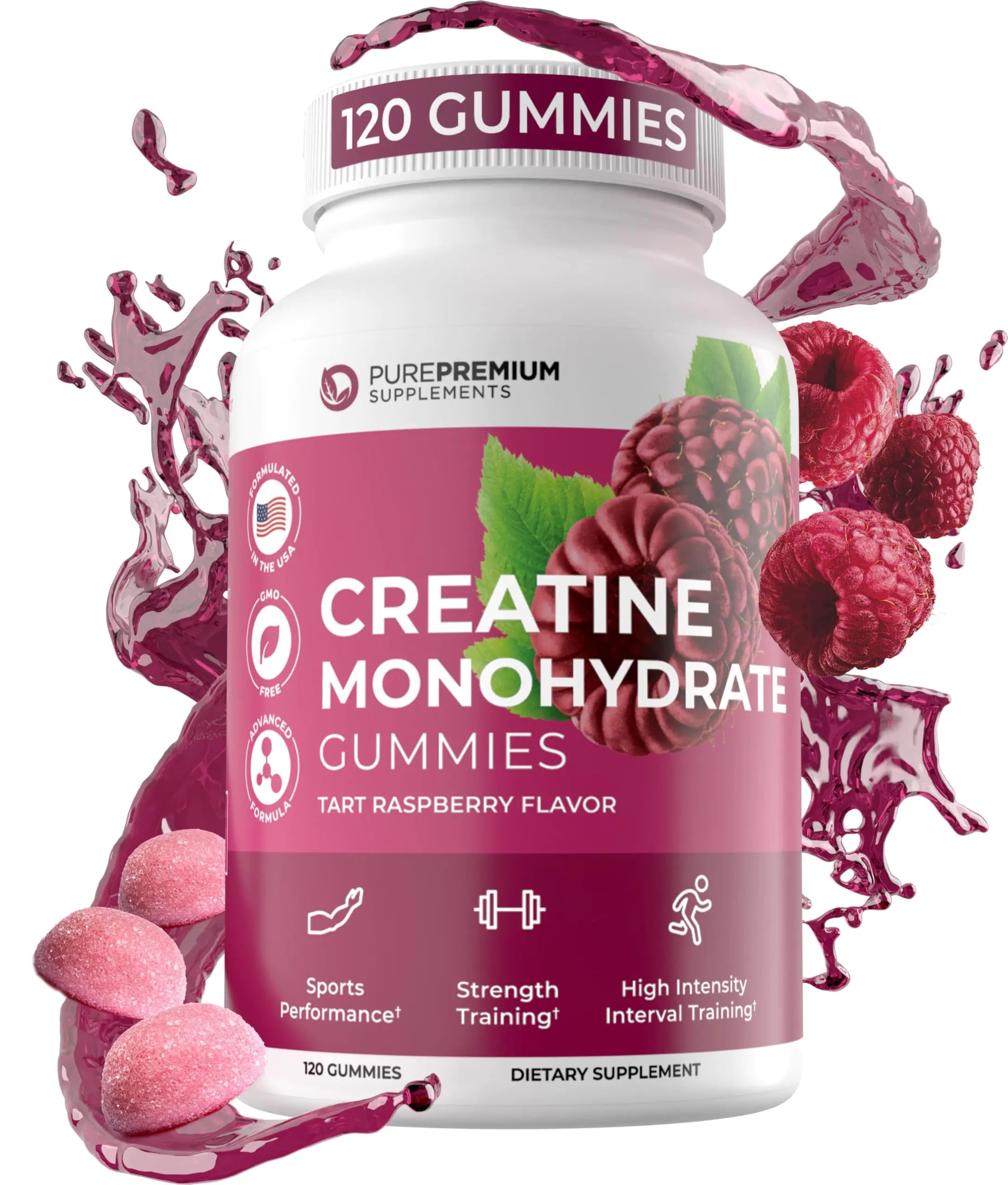 PurePremium Creatine Gummies for Men & Women 5000mg - 120 Creatine Monohydrate Gummies 5g - Vegan Non-GMO Creatine Gummies for Strength Endurance Support - Creatine Gummies 5g for Muscle Recovery ProteinKing
