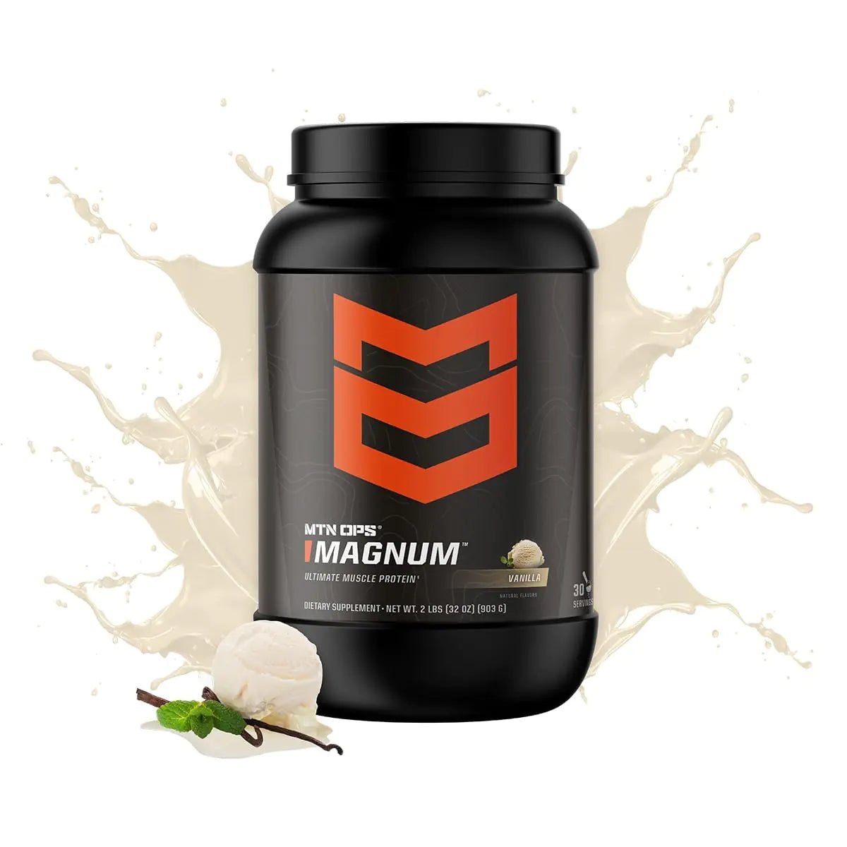 MTN OPS Magnum Vanilla Protein Powder, 23g of Whey Isolate Protein & Milk Protein with BCAAs, Zero Sugar & Gluten Free, Vanilla Milkshake, 30 - Serving Tub - ProteinKing