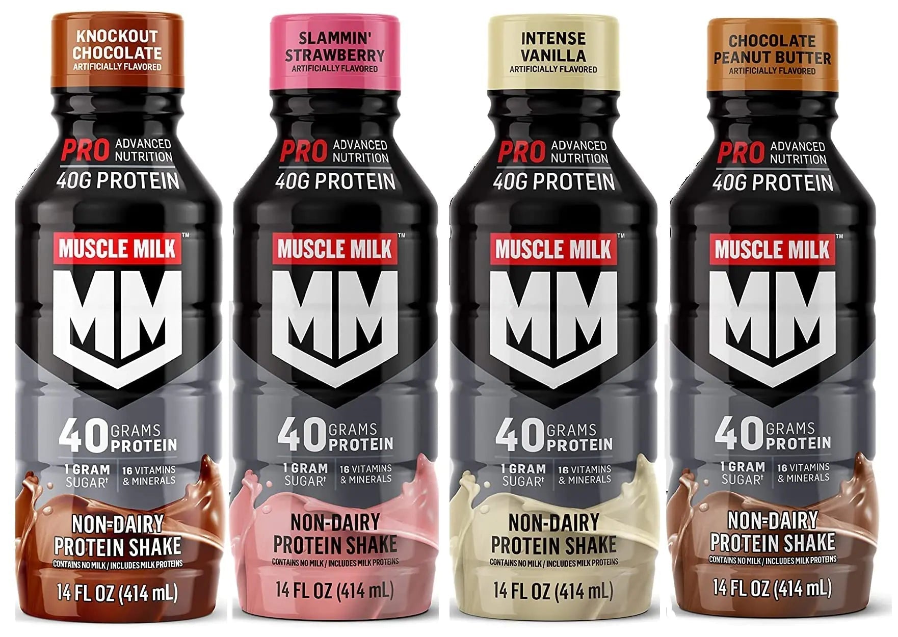 Muscle Milk Pro Series Protein Shake 4 Flavor Variety 40g Protein 14 Fl Oz (Pack of 12) - ProteinKing