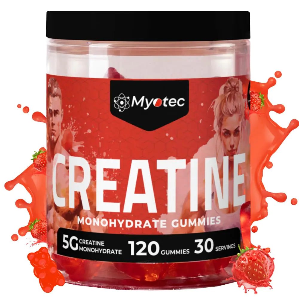 MYOTEC Creatine Monohydrate Gummies for Men & Women - 5g of Creatine Monohydrate per Serving - Increase Strength and Build MuscleSugar Free 120 Count - ProteinKing