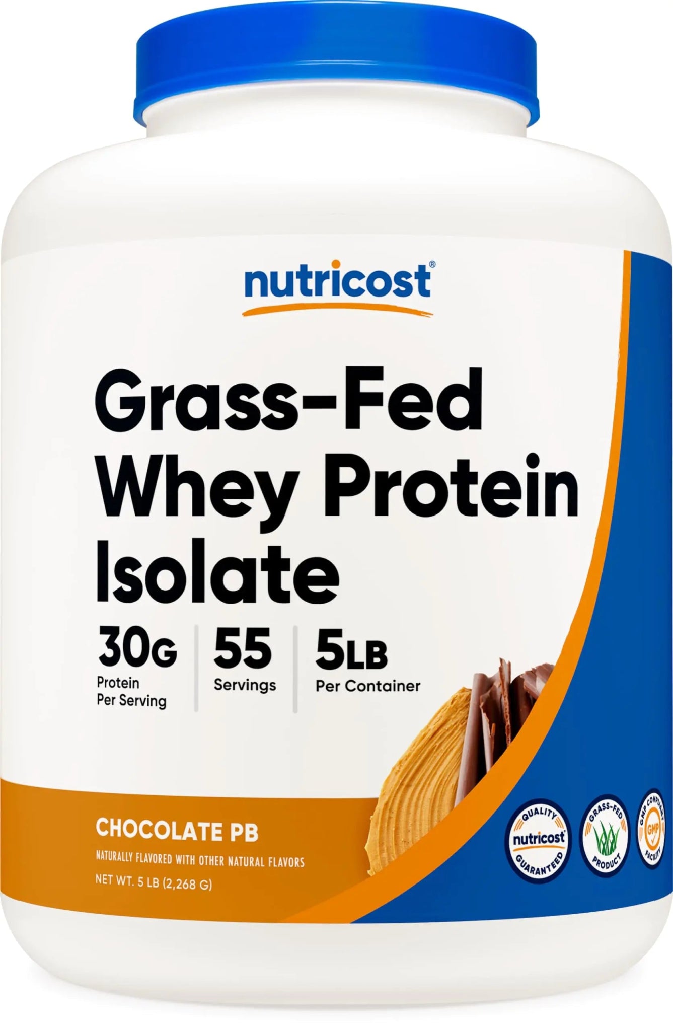 Nutricost Grass - Fed Whey Protein Isolate (Chocolate Peanut Butter 5LBS) - Non - GMO Gluten Free - ProteinKing