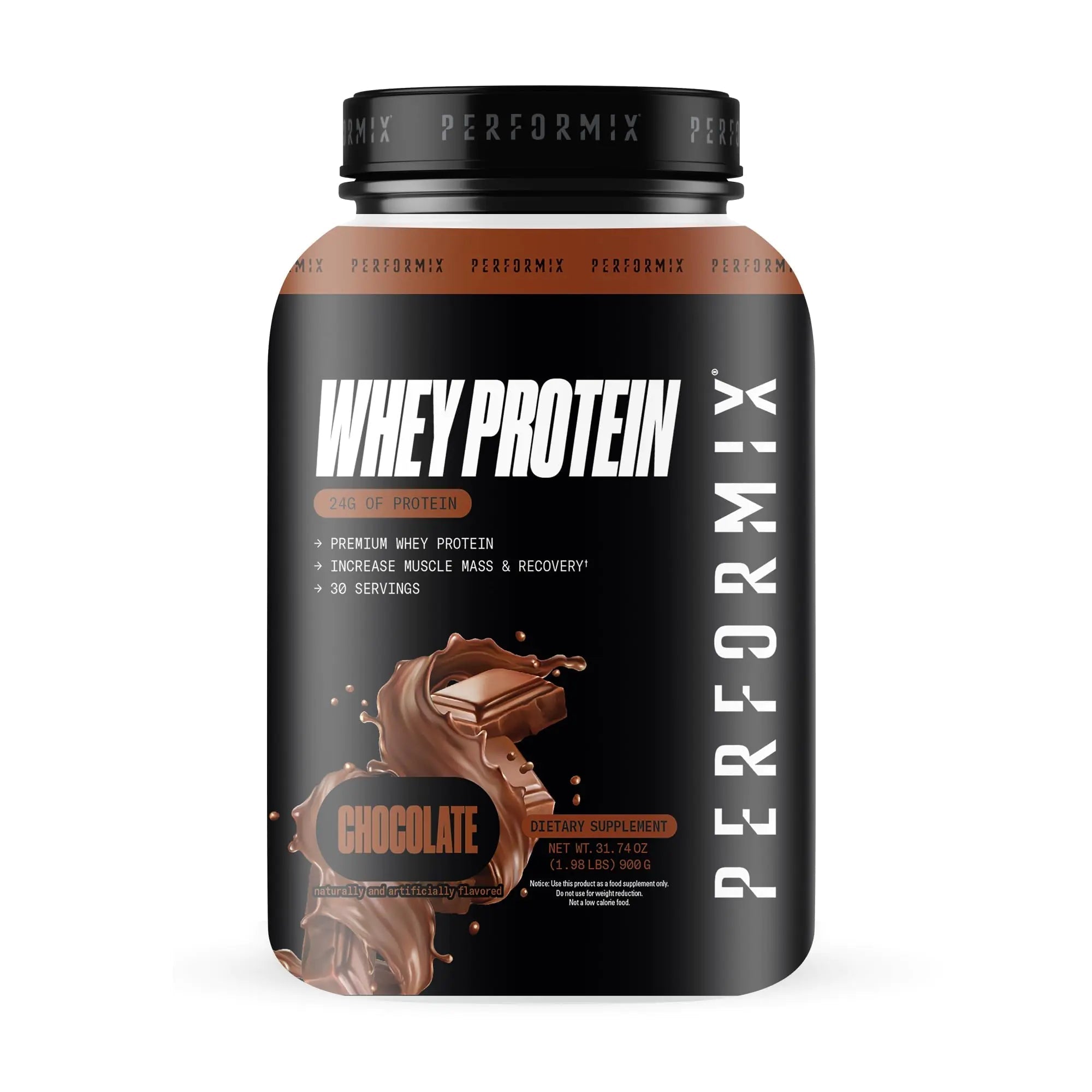 PERFORMIX - Whey Protein Isolate Blend - 24g of Protein - 5.4g of BCAAs - 110 Calories - Muscle Building & Post Workout Recovery - 100% Whey Protein Powder - 1.98 lbs - 30 Servings - Chocolate - ProteinKing