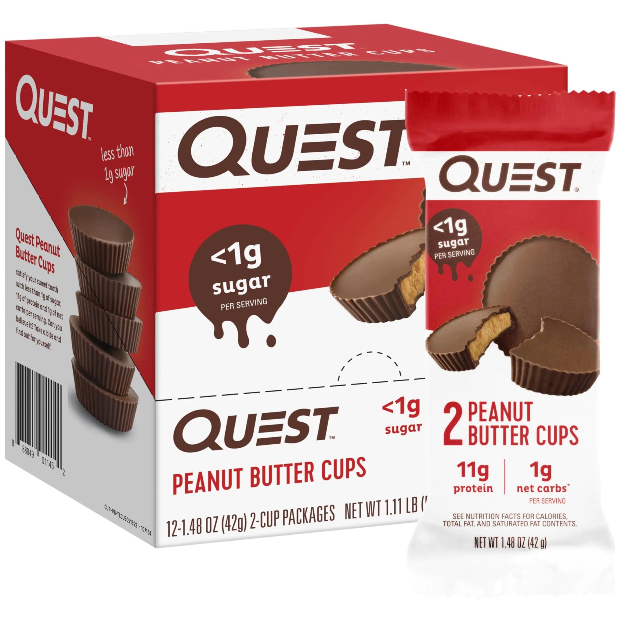 Quest Nutrition Peanut Butter Cups 11g Protein 1g Sugar Low Carb Gluten Free Keto Friendly 12 Count - ProteinKing