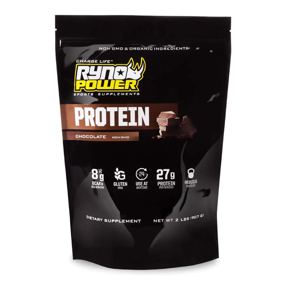 Ryno Power All Natural Whey Protein 2lb (20 Servings) Chocolate - 100% Whey Protein Blend &amp; No Fillers - Non GMO - ProteinKing