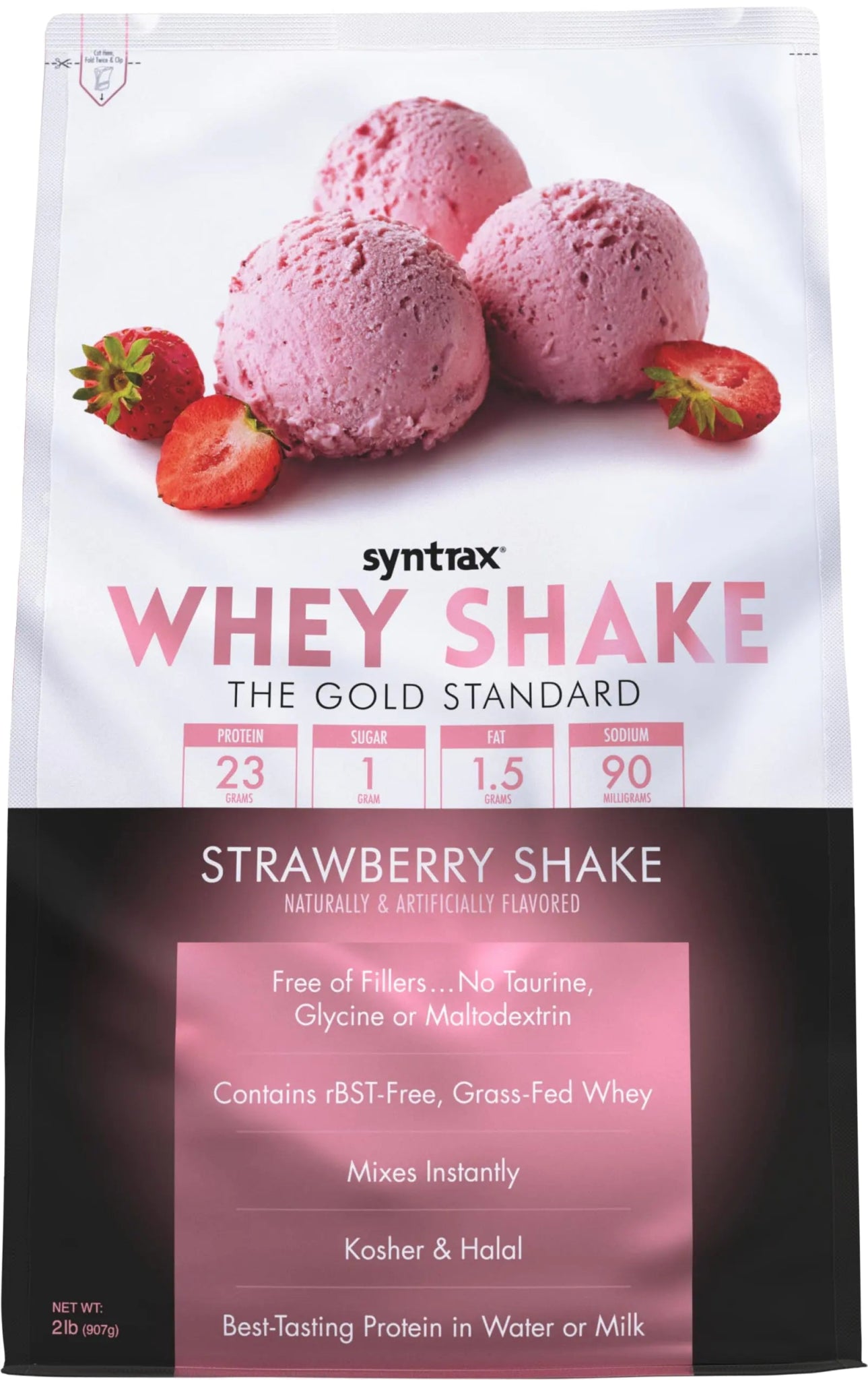 Syntrax Nutrition Whey Shake Protein Powder Cold Filtered & Undenatured Whey Protein Blend Strawberry Shake 2 lbs - ProteinKing